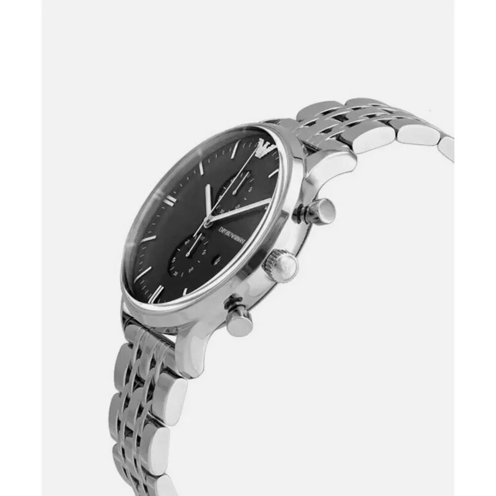 Emporio Armani Watch Gianni AR1648 Silver/Blue Chronograph Men’s Quartz New (B)